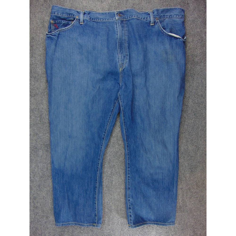 Polo Ralph Lauren Jeans Mens 48 x 30 Hampton Straight Blue Solid Denim Classic